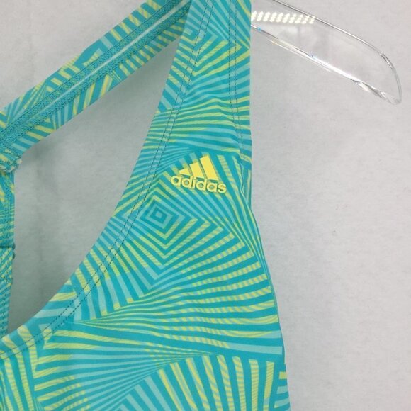Adidas Vortex swim bikini top blue green t-strap swim geometric new Medium - Picture 2 of 5